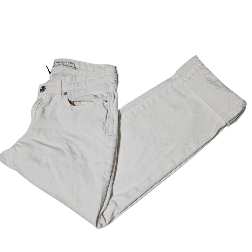 Gap Straight Crop Jeans Womens Size Rise 4 Low Rise White Denim Pants Cuffed